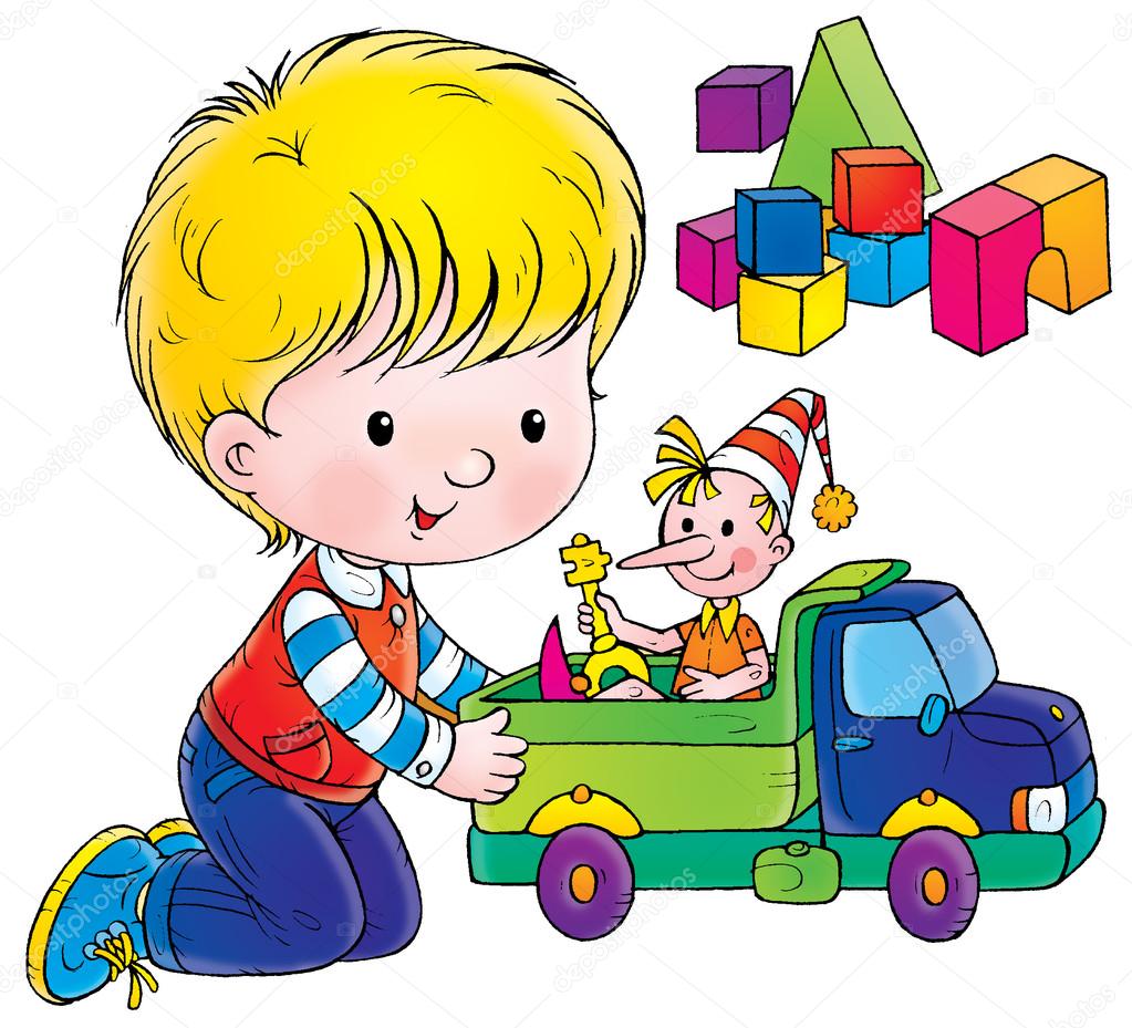 Иллюстрация мальчик с машинкой